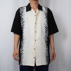 画像2: PUSSER'S WEST INDIES リーフ柄 シルク×コットンオープンカラーシャツ M (2)