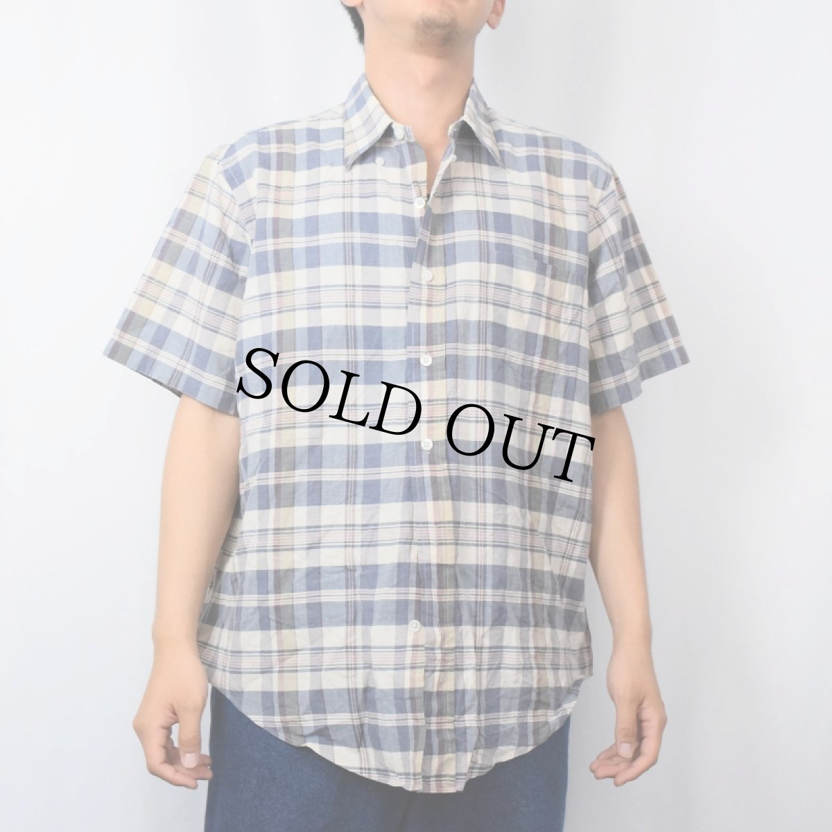 画像2: Ralph Lauren ポニー無し チェック柄 三点留め コットンボタンダウンシャツ L (2)