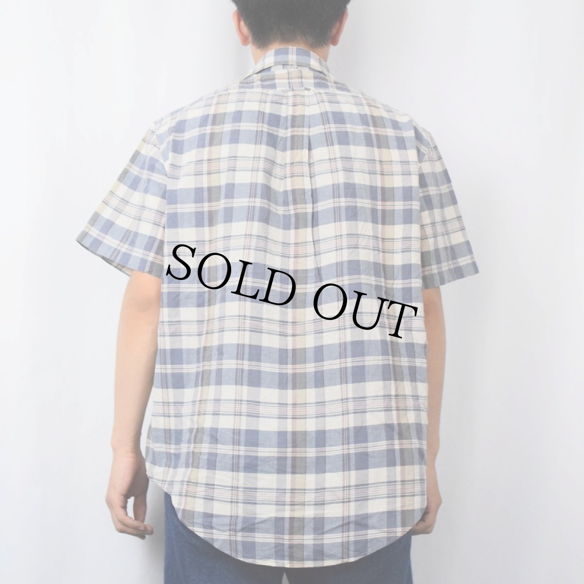 画像3: Ralph Lauren ポニー無し チェック柄 三点留め コットンボタンダウンシャツ L (3)