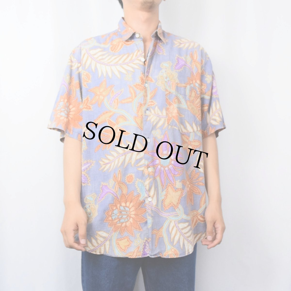 画像2: 80〜90's BANANA REPUBLIC 花柄 コットンシャツ M (2)