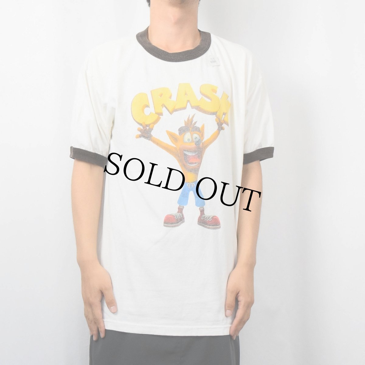 画像2: CRASH BANDICOOT ゲームキャラクタープリント リンガーTシャツ L (2)