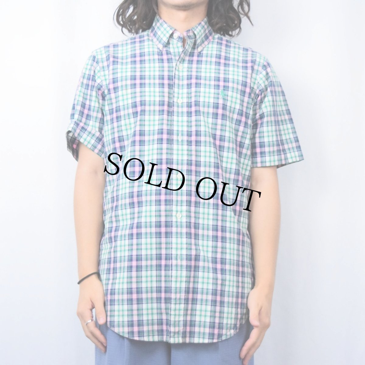 画像2: POLO Ralph Lauren "CLASSIC FIT" チェック柄 コットンボタンダウンシャツ S (2)