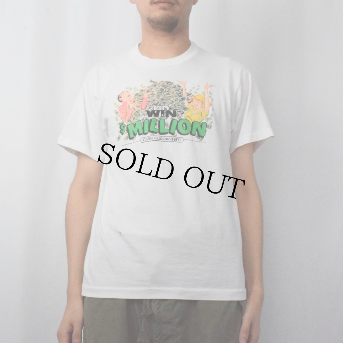 画像3: 90's USA製 "MILLION CASH GUARANTEED" カジノ イラストプリントTシャツ L (3)