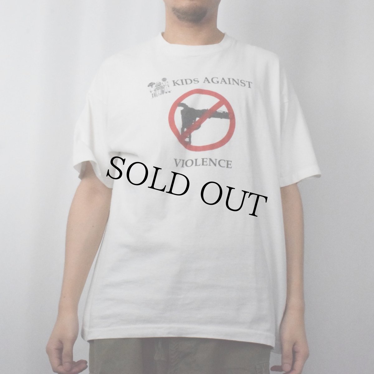画像2: 90's USA製 "KIDS AGAINST VIOLENCE" メッセージプリントTシャツ XL (2)