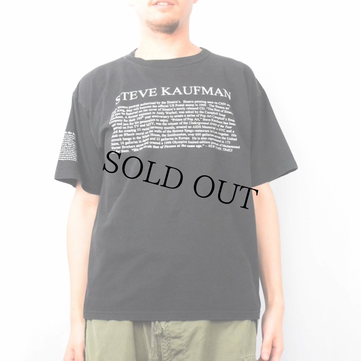 画像2: 90's STEVE KAUFMAN ポップアートプリントTシャツ BALCK L (2)