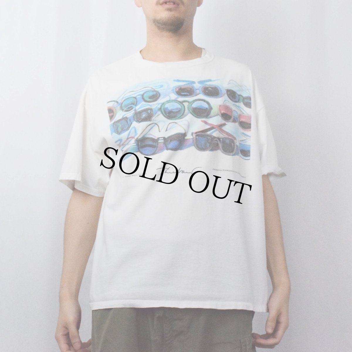 画像2: 80's Wayne Thiebaud USA製 "Dark Glasses" アートプリントTシャツ XL (2)