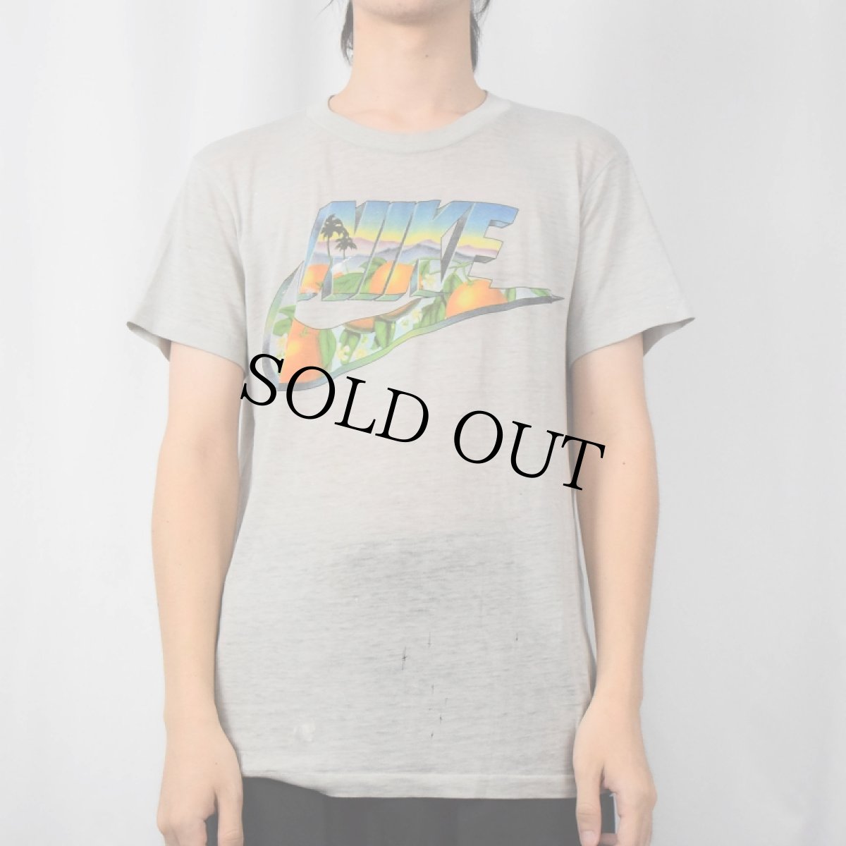 画像2: 80's NIKE USA製 紺タグ ロゴプリントTシャツ M (2)