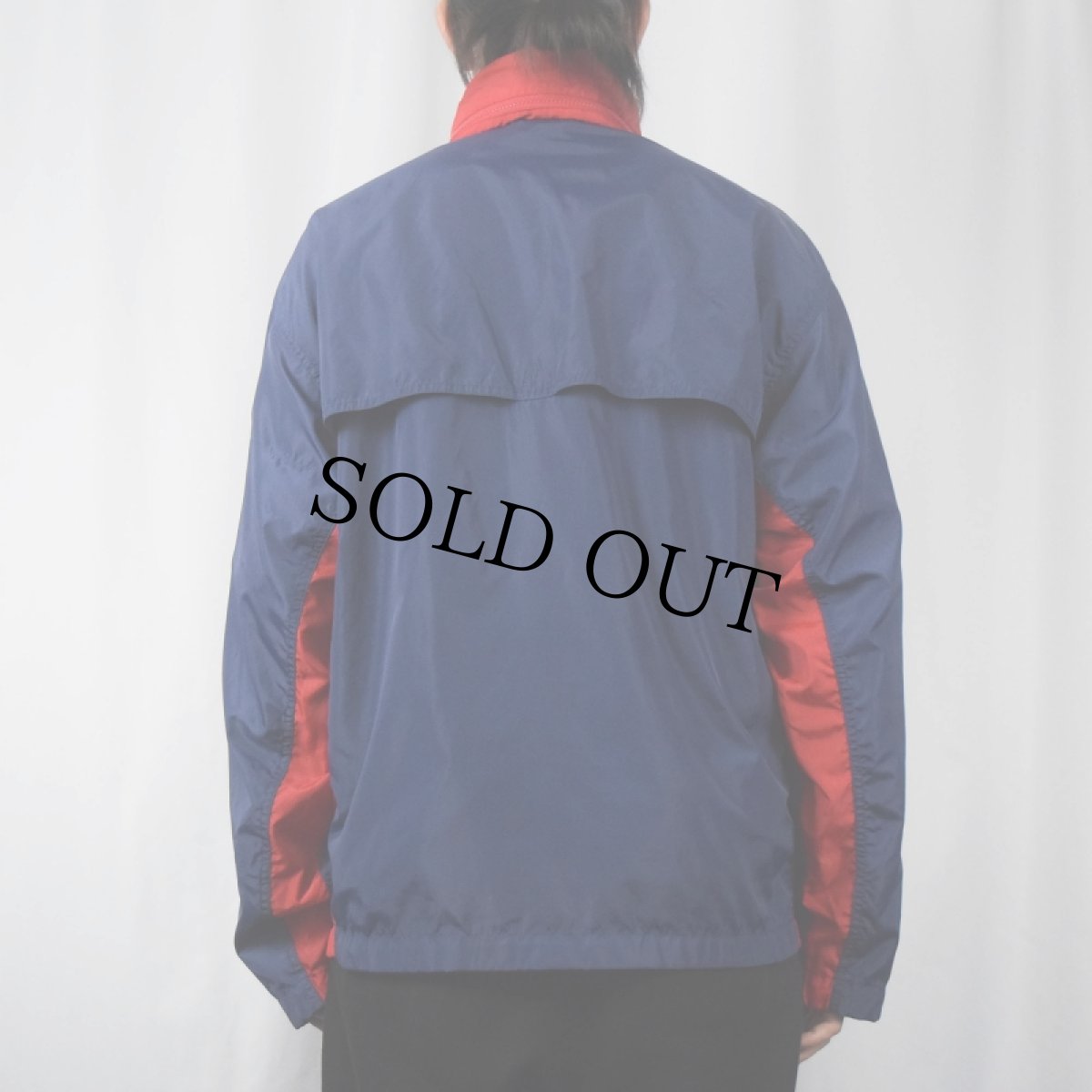 画像3: 80's NIKE 紺タグ ロゴ刺繍 2トーン ナイロンジャケット L (3)