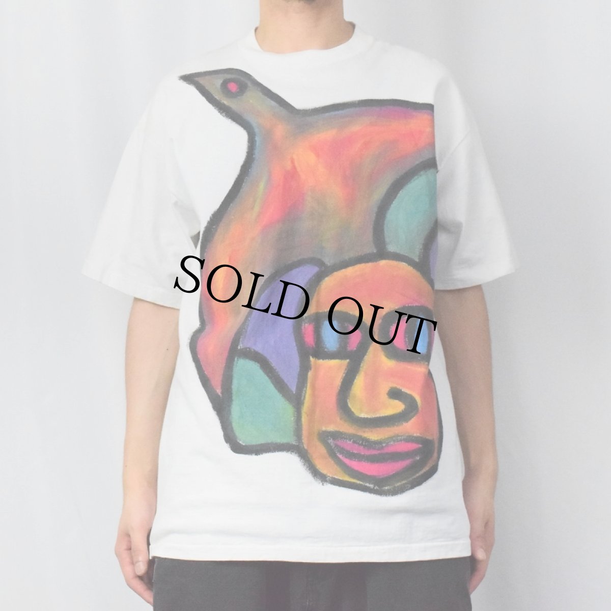 画像2: 90's USA製 ハンドペイントTシャツ XL (2)