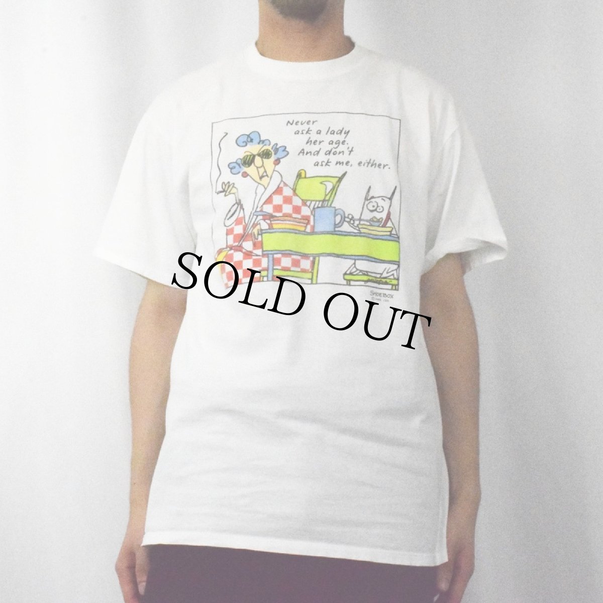 画像2: 90's SHOE BOX USA製 イラストプリントTシャツ L (2)