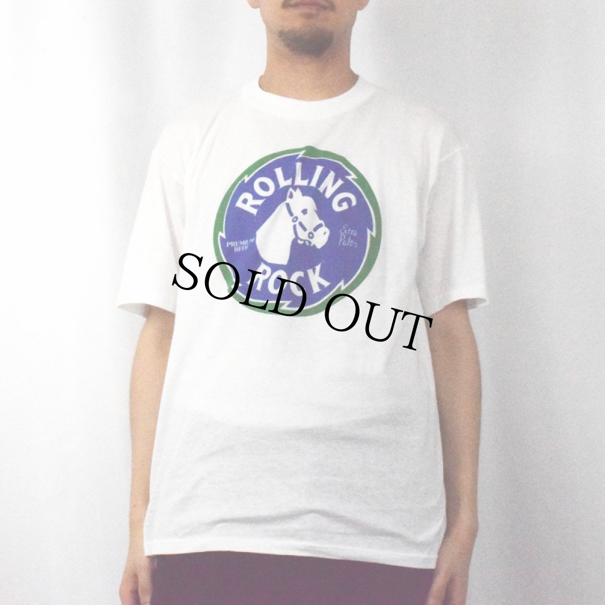 画像2: 90's ROLLING ROCK USA製  ビールロゴプリントTシャツ XL (2)