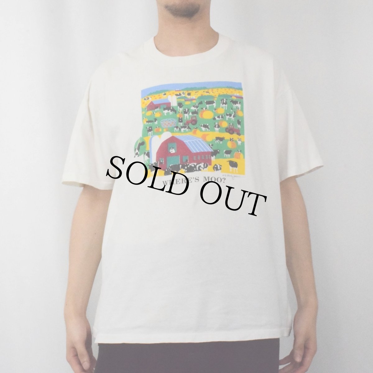 画像2: 90's USA製 "WHERE'S MOO?" 牛イラストTシャツ XL (2)