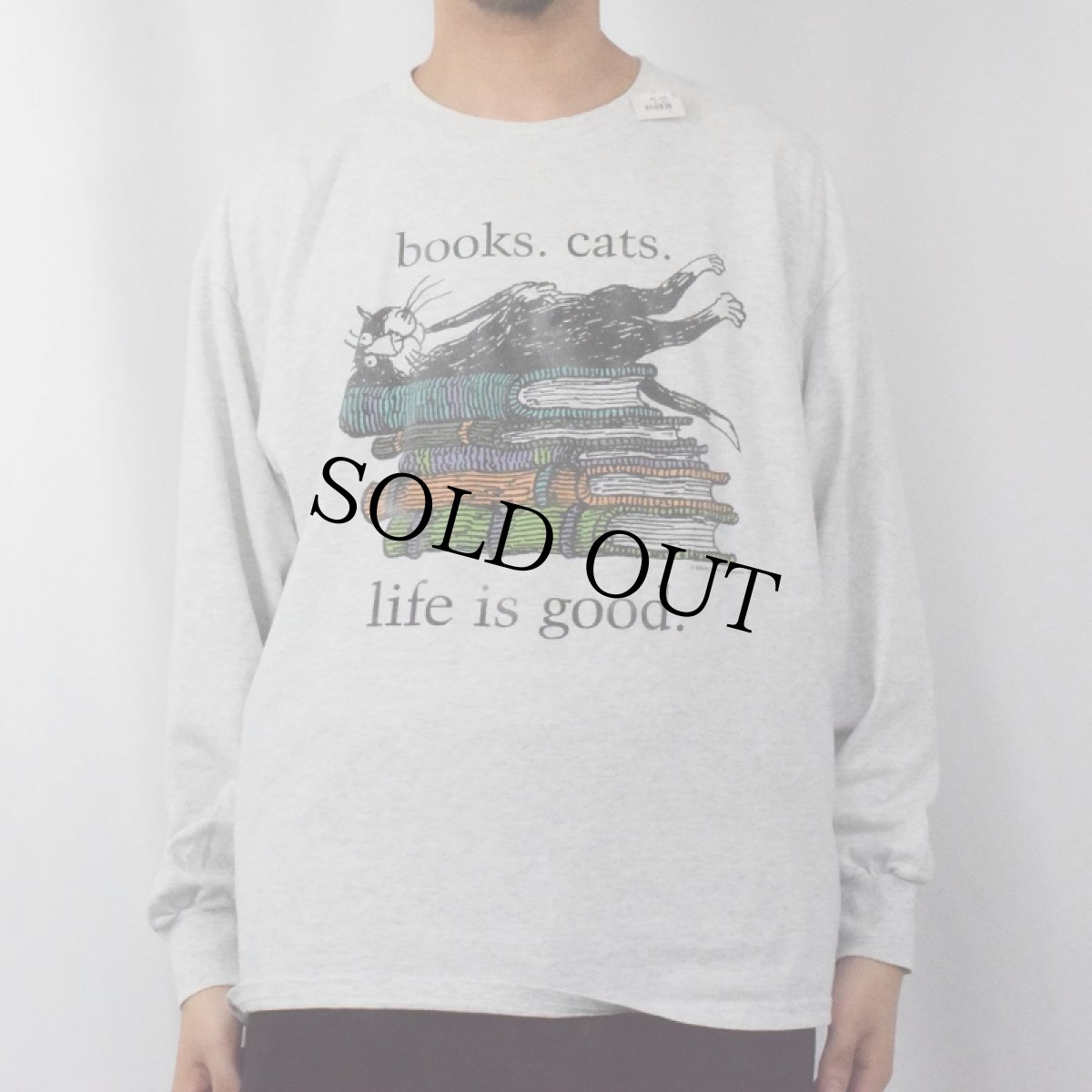 画像2: Edward Gorey "books.cats." 本×ねこプリントロンT XL (2)