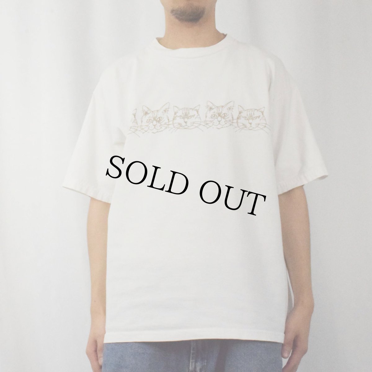 画像2: MICHIGAN RAG CO. USA製 猫プリントTシャツ XL (2)