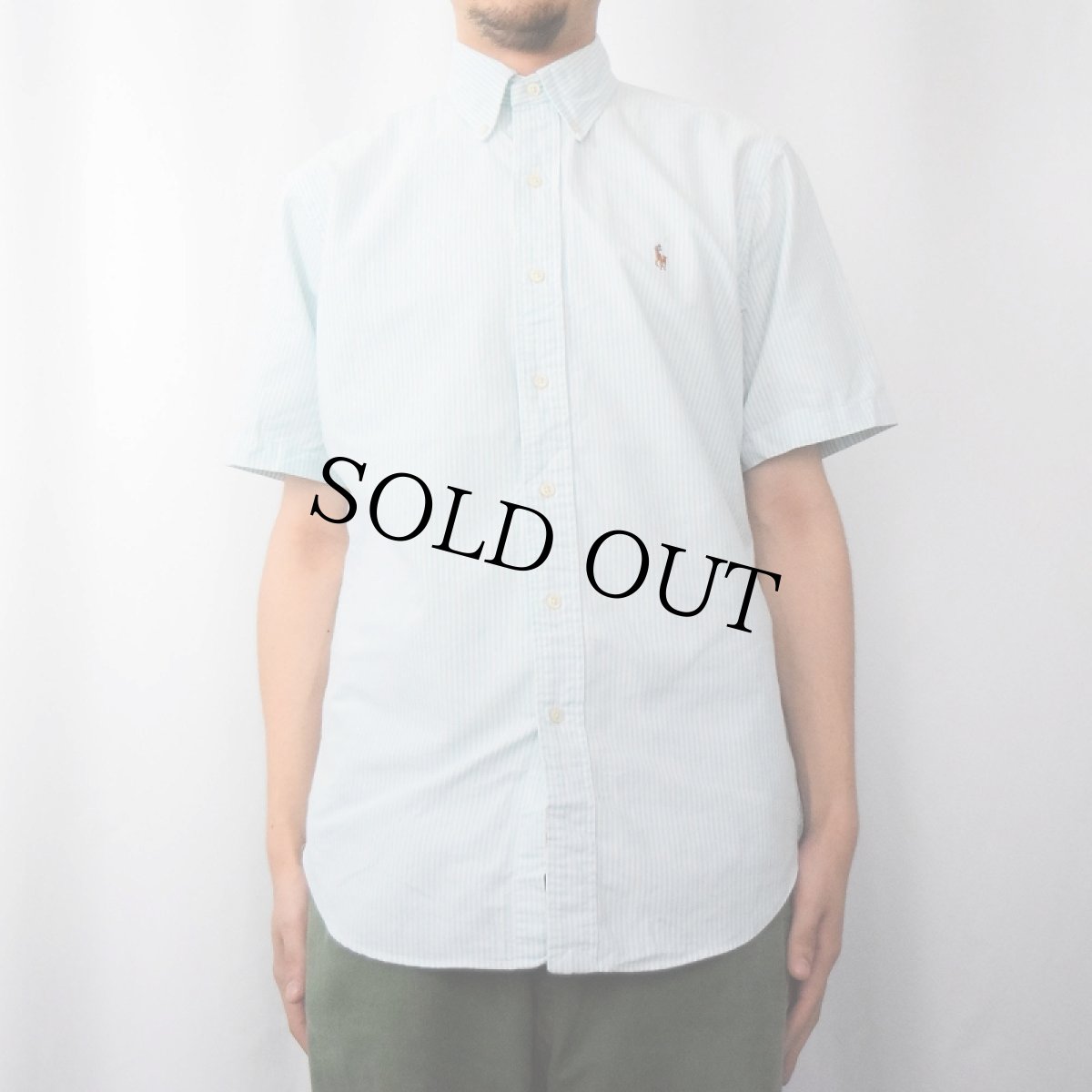 画像2: Ralph Lauren "CLASSIC FIT" ストライプ柄 コットンボタンダウンシャツ M (2)