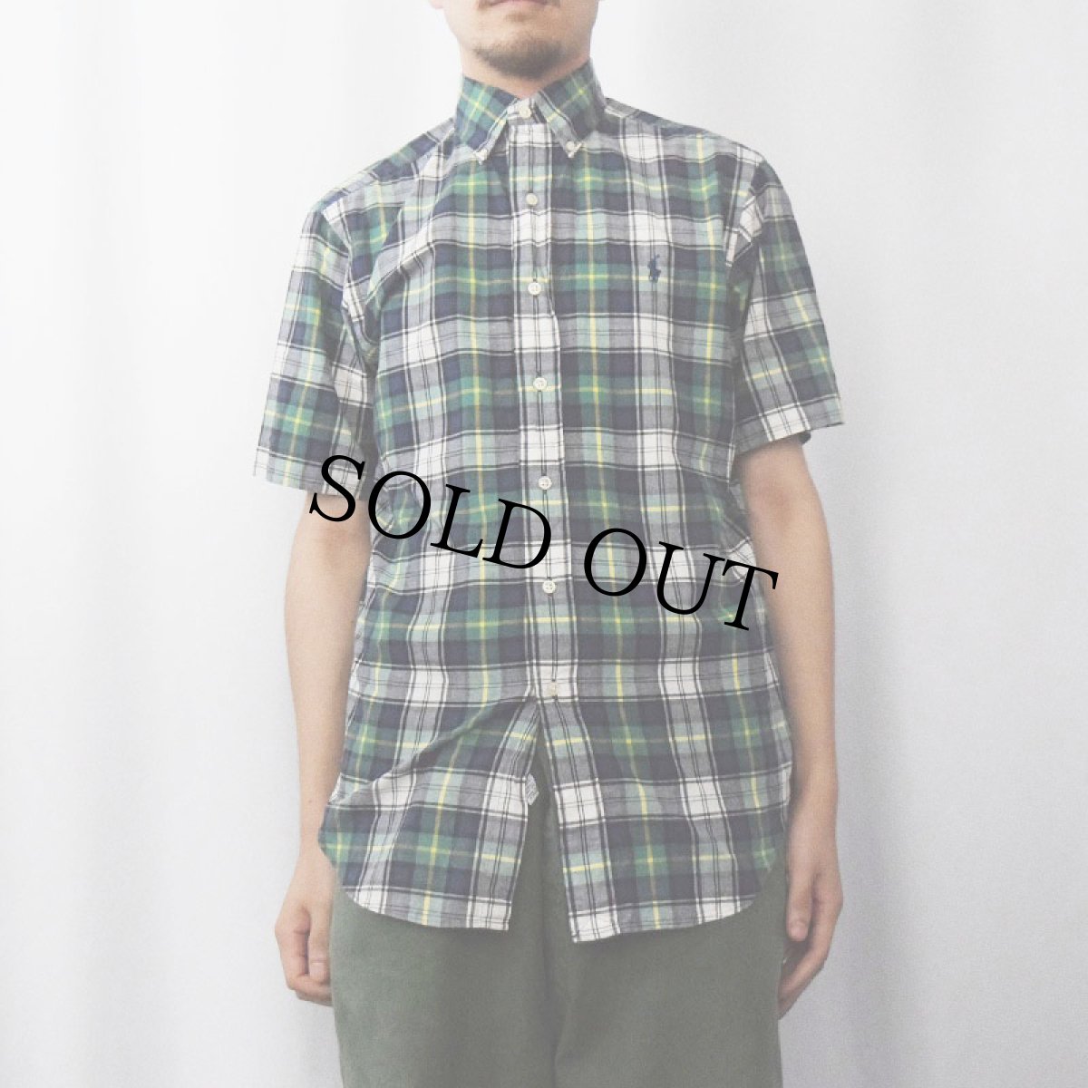 画像2: Ralph Lauren "CLASSIC FIT" マドラスチェック柄 コットンボタンダウンシャツ S (2)