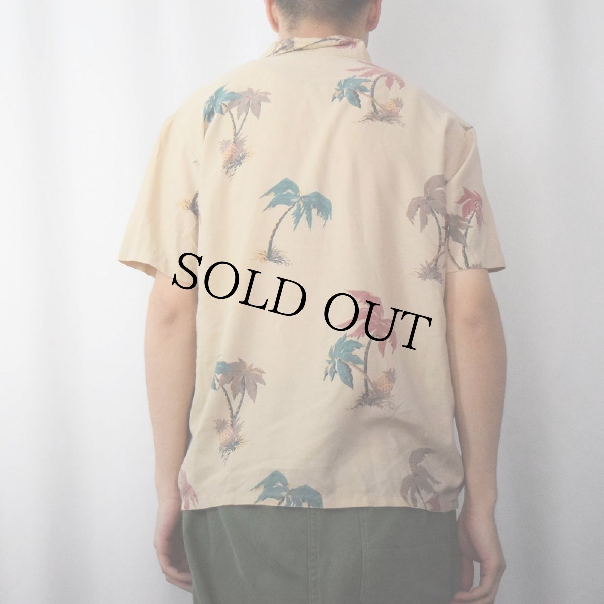 画像3: 70's〜 Grosa Menchen ヤシの木柄 オープンカラーレーヨンシャツ L (3)