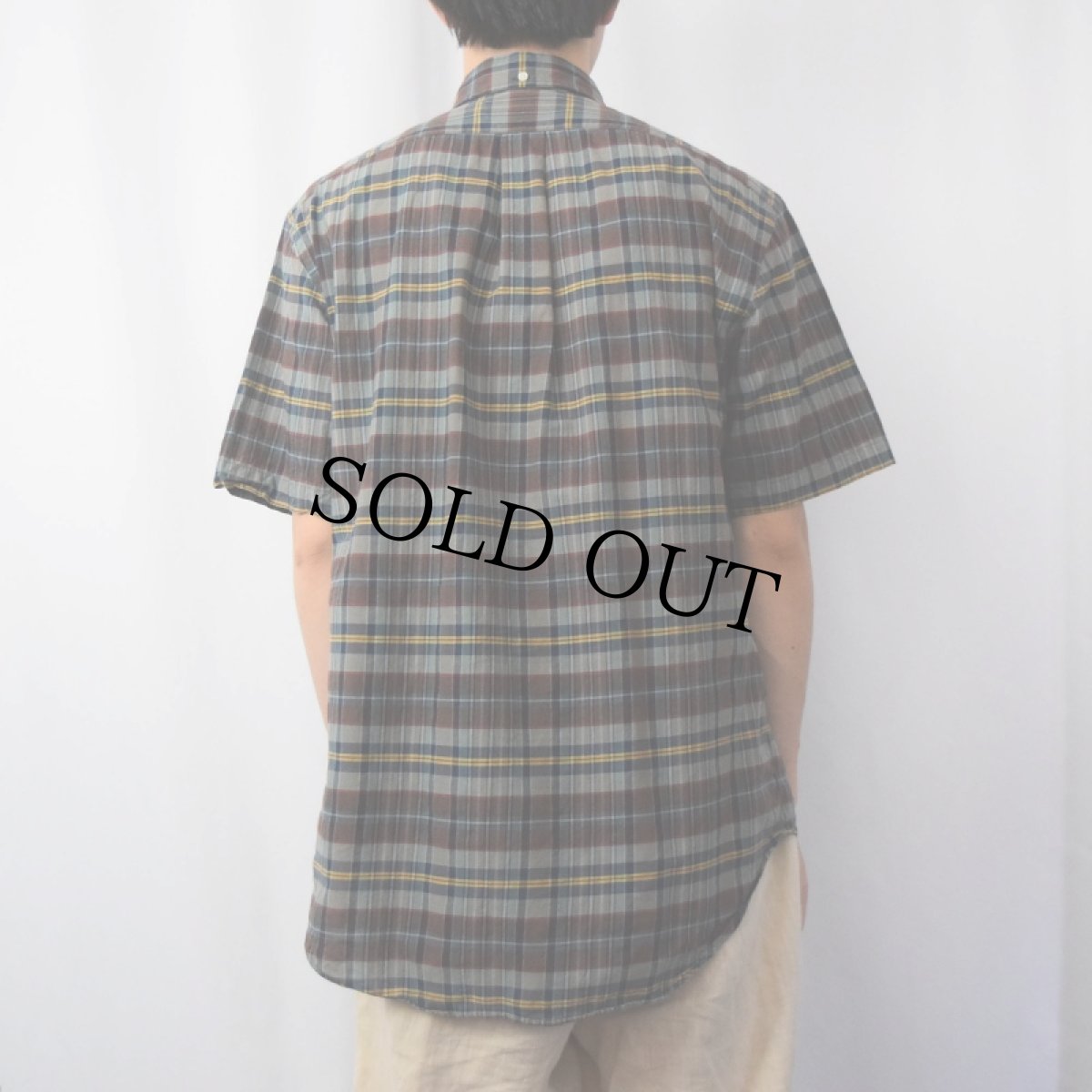 画像3: Ralph Lauren "CLASSIC FIT" マドラスチェック柄 3点留め コットンボタンダウンシャツ M (3)