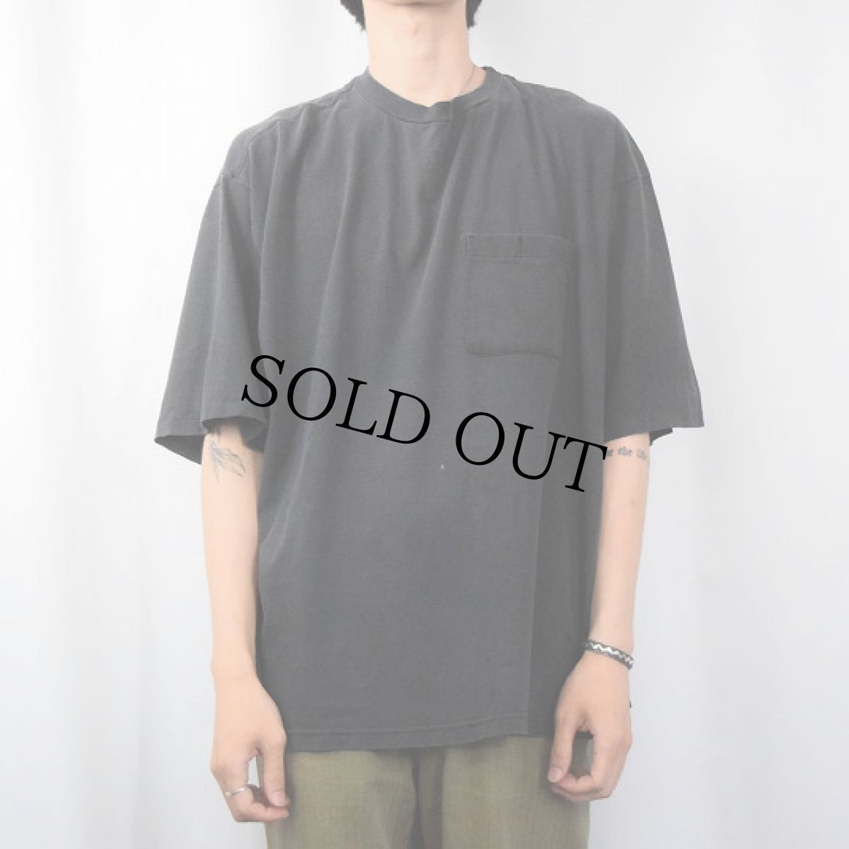 画像2: 90's OAKTON USA製 無地 ポケットTシャツ GRAY XXL (2)