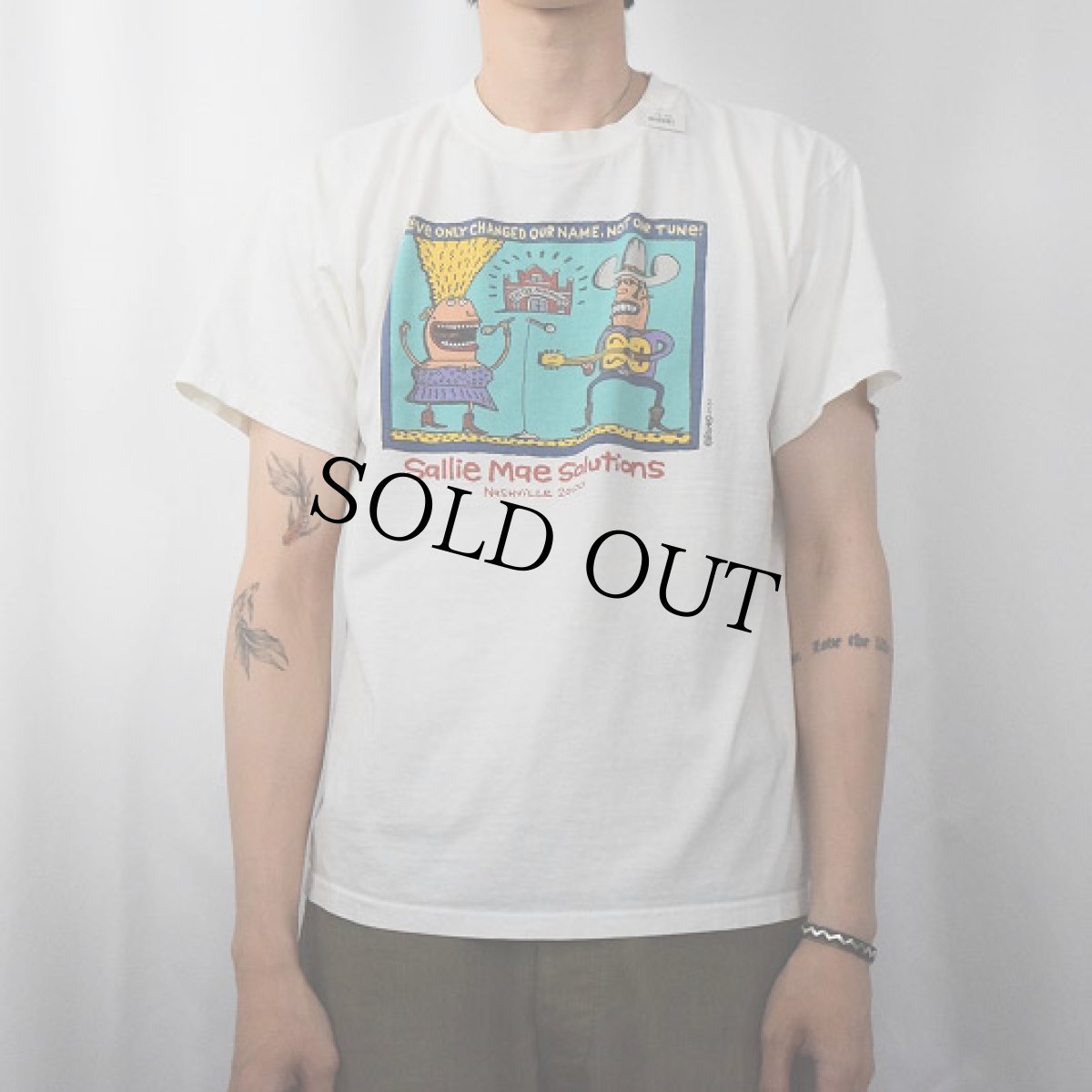 画像2: 2000's BIG HED designs "Sallie Mae Solutions" アートプリントTシャツ L (2)