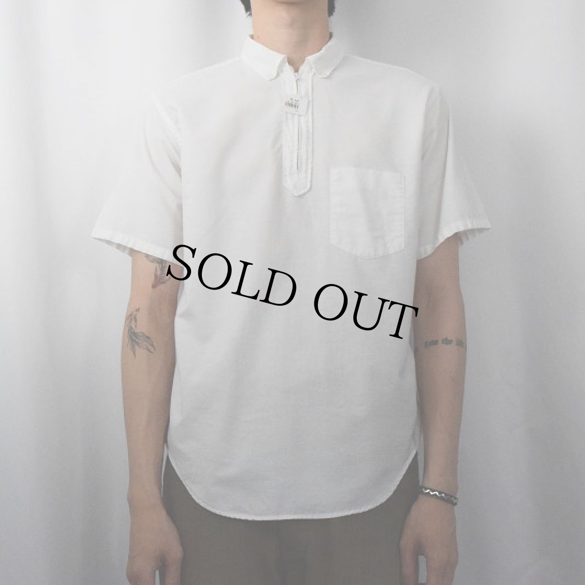 画像2: 60's PENNY'S TOWNCRAFT ハーフジップ コットンボタンダウンシャツ M (2)