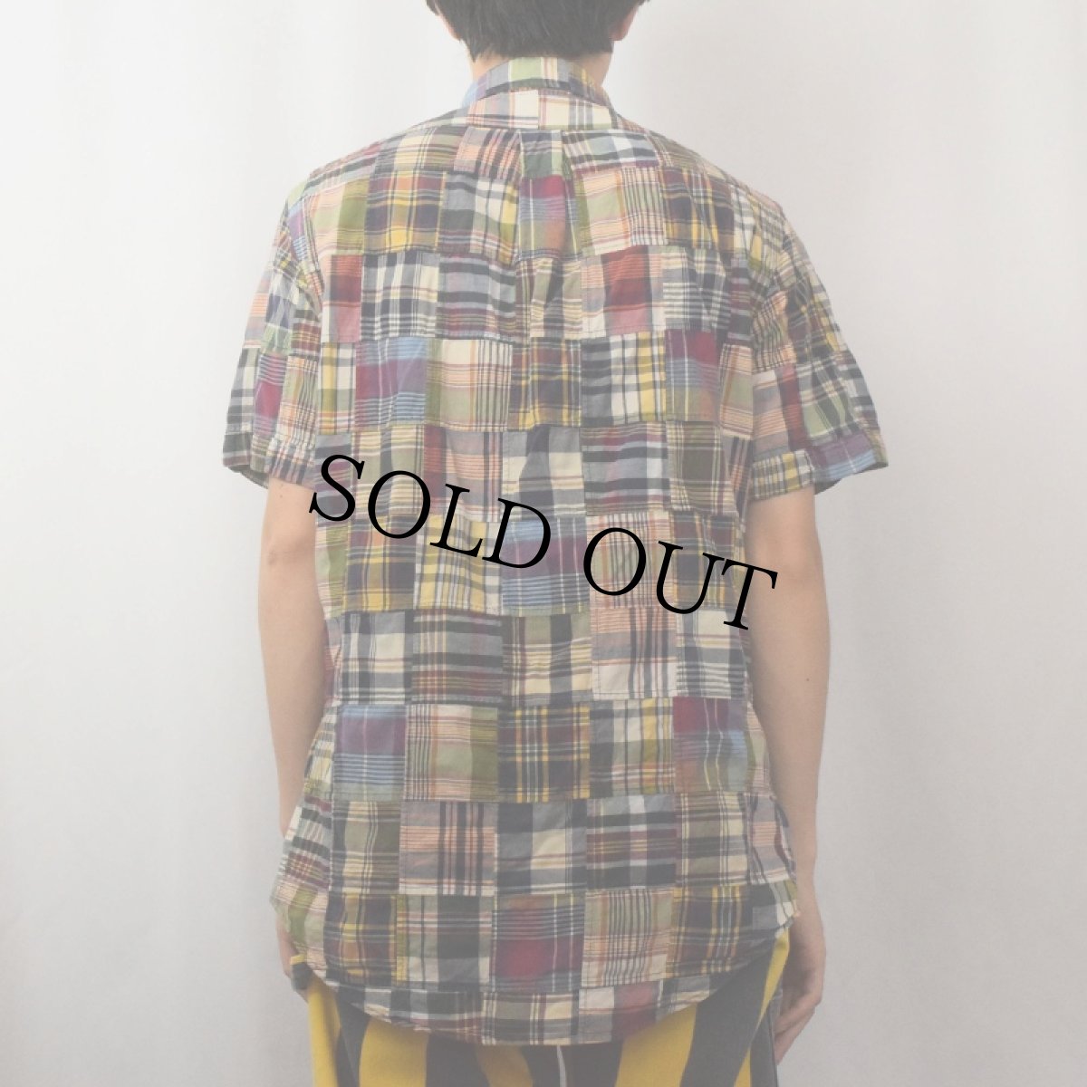 画像3: Ralph Lauren "CUSTOM FIT" インディアンマドラス パッチワーク コットンボタンダウンシャツ M (3)