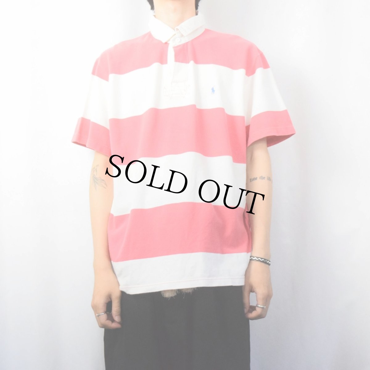 画像2: POLO Ralph Lauren ボーダー柄 ラガーシャツ XL (2)