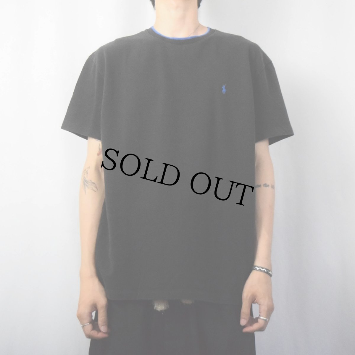 画像2: POLO Ralph Lauren ロゴ刺繍 鹿の子Tシャツ BLACK L (2)