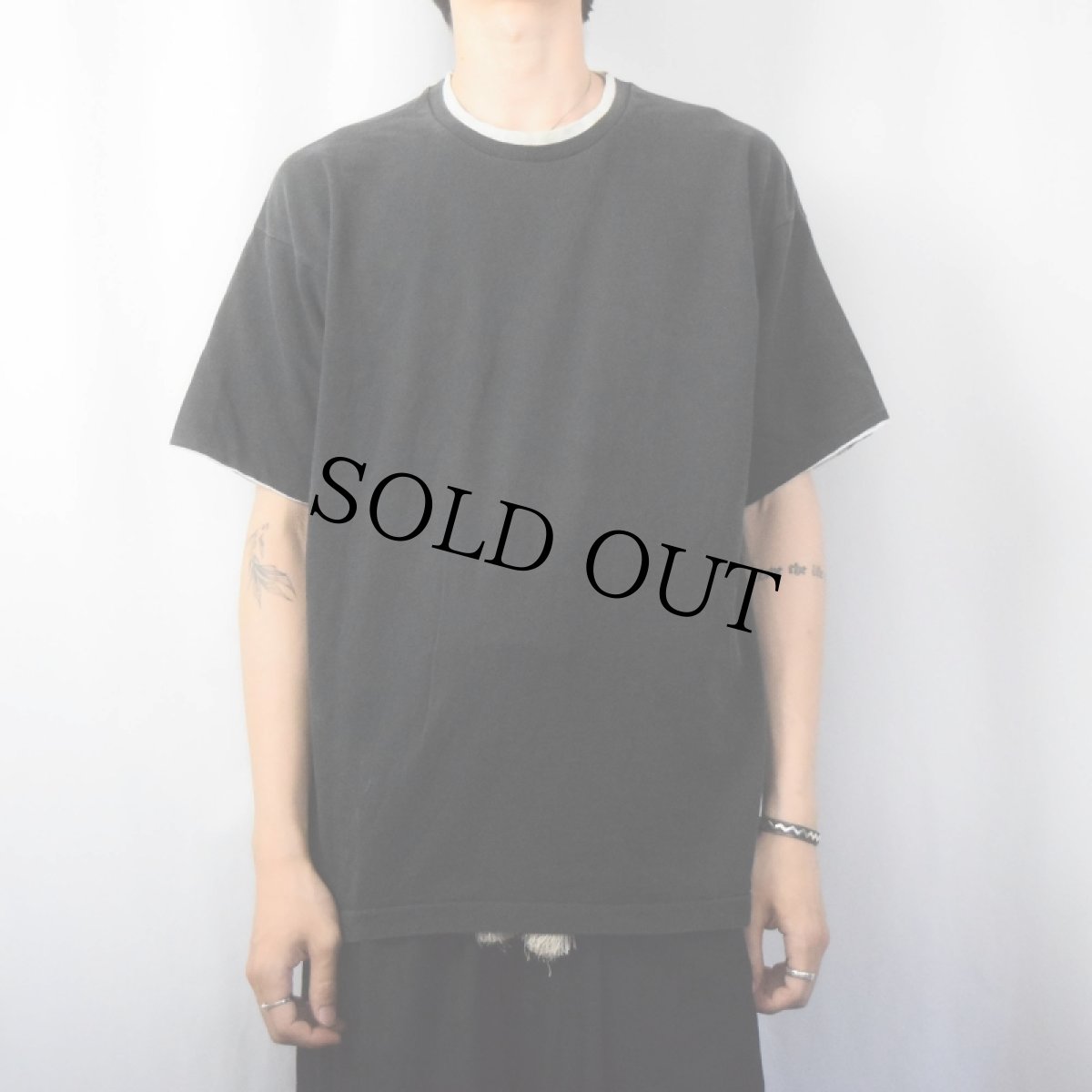 画像2: 90's FRUIT OF THE LOOM USA製 レイヤードデザイン 無地Tシャツ L (2)