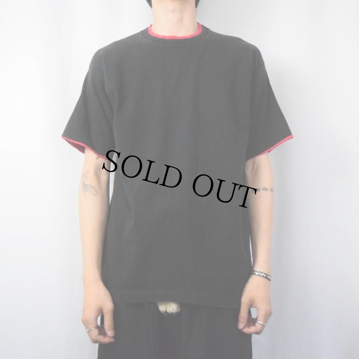 画像2: 90's FRUIT OF THE LOOM USA製 レイヤードデザイン 無地Tシャツ L (2)