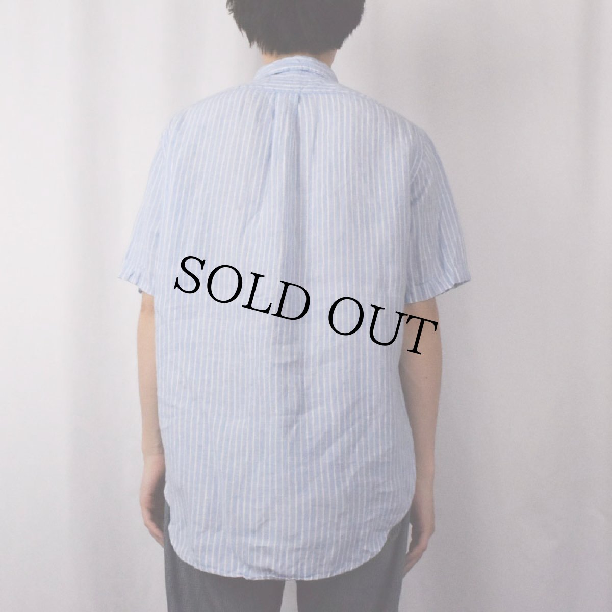 画像3: Ralph Lauren "CLASSIC FIT" ストライプ柄 リネンボタンダウンシャツ M (3)