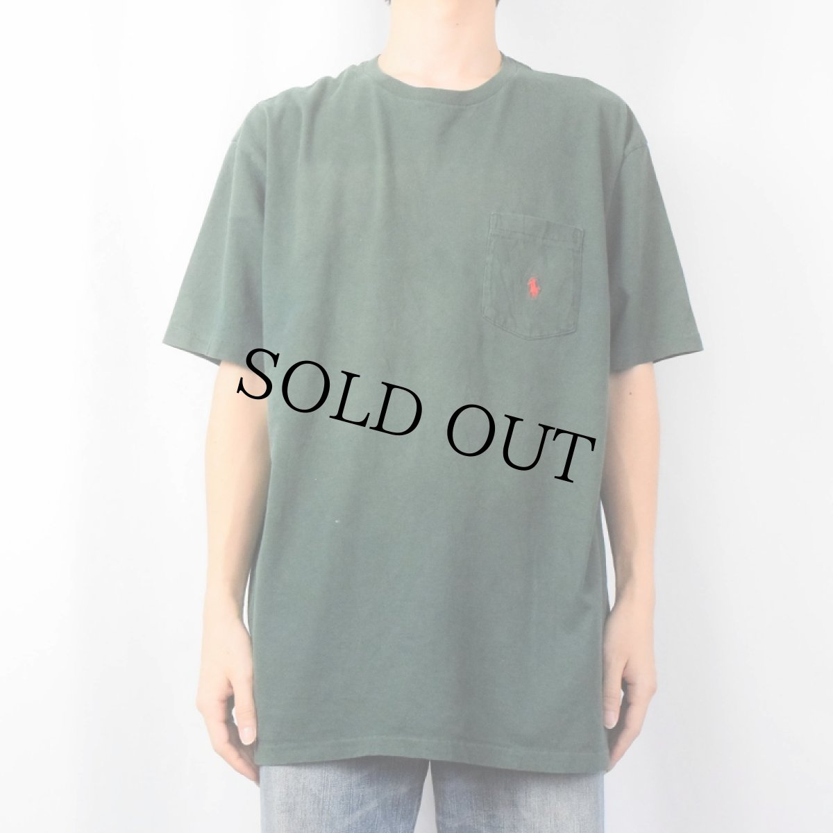 画像2: 90's POLO Ralph Lauren USA製 ロゴ刺繍 ポケットTシャツ L (2)