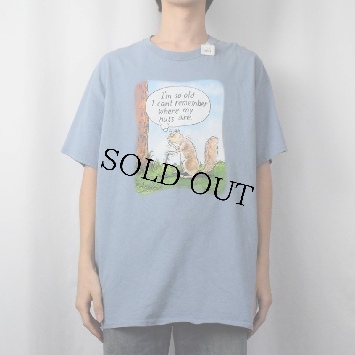 画像2: Eric Decetis "I'm so old I can't remember where my nuts are." シュールイラストプリントTシャツ (2)