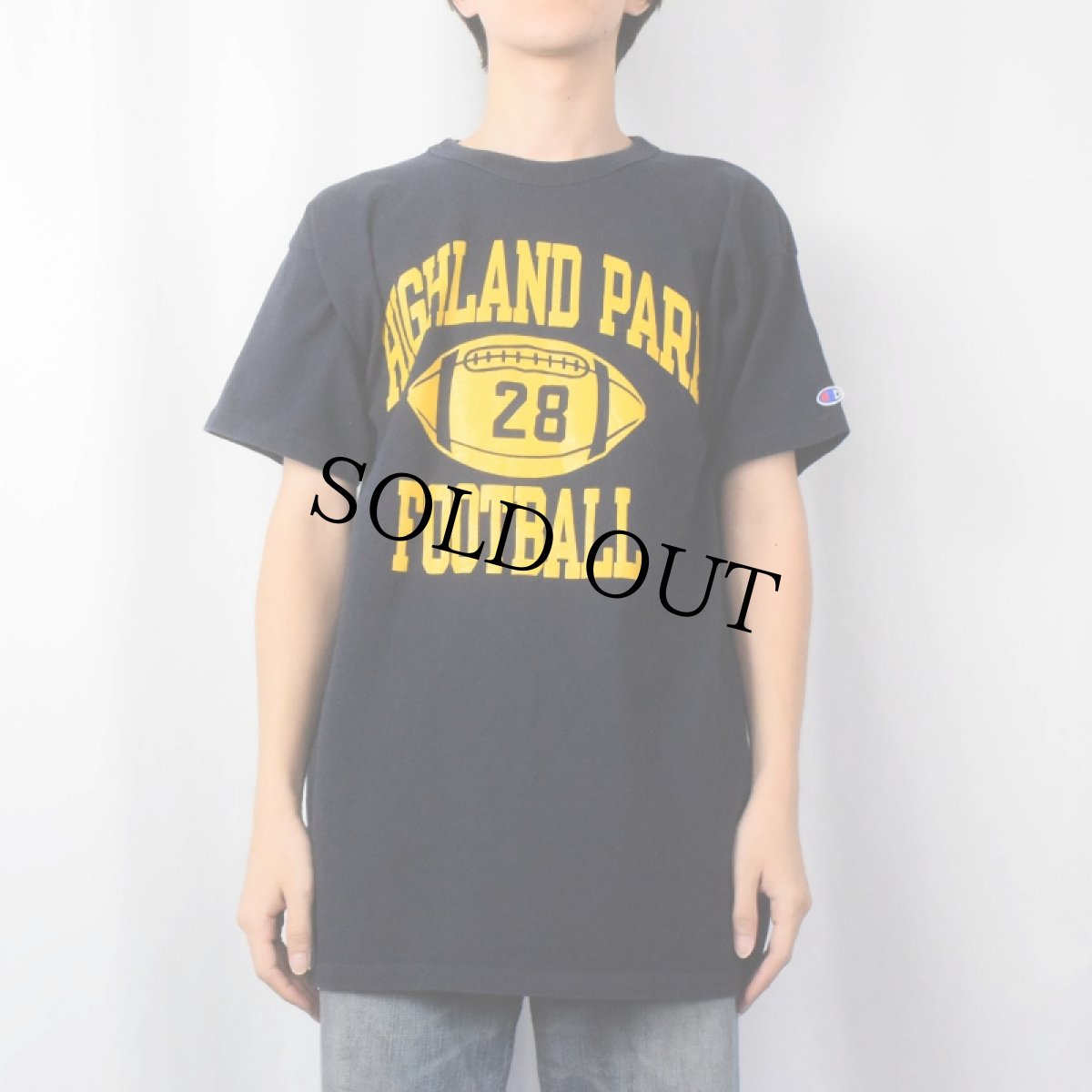 画像3: 90's Champion USA製 "HIGHLAND PARK FOOTBALL" プリントTシャツ NAVY XL (3)