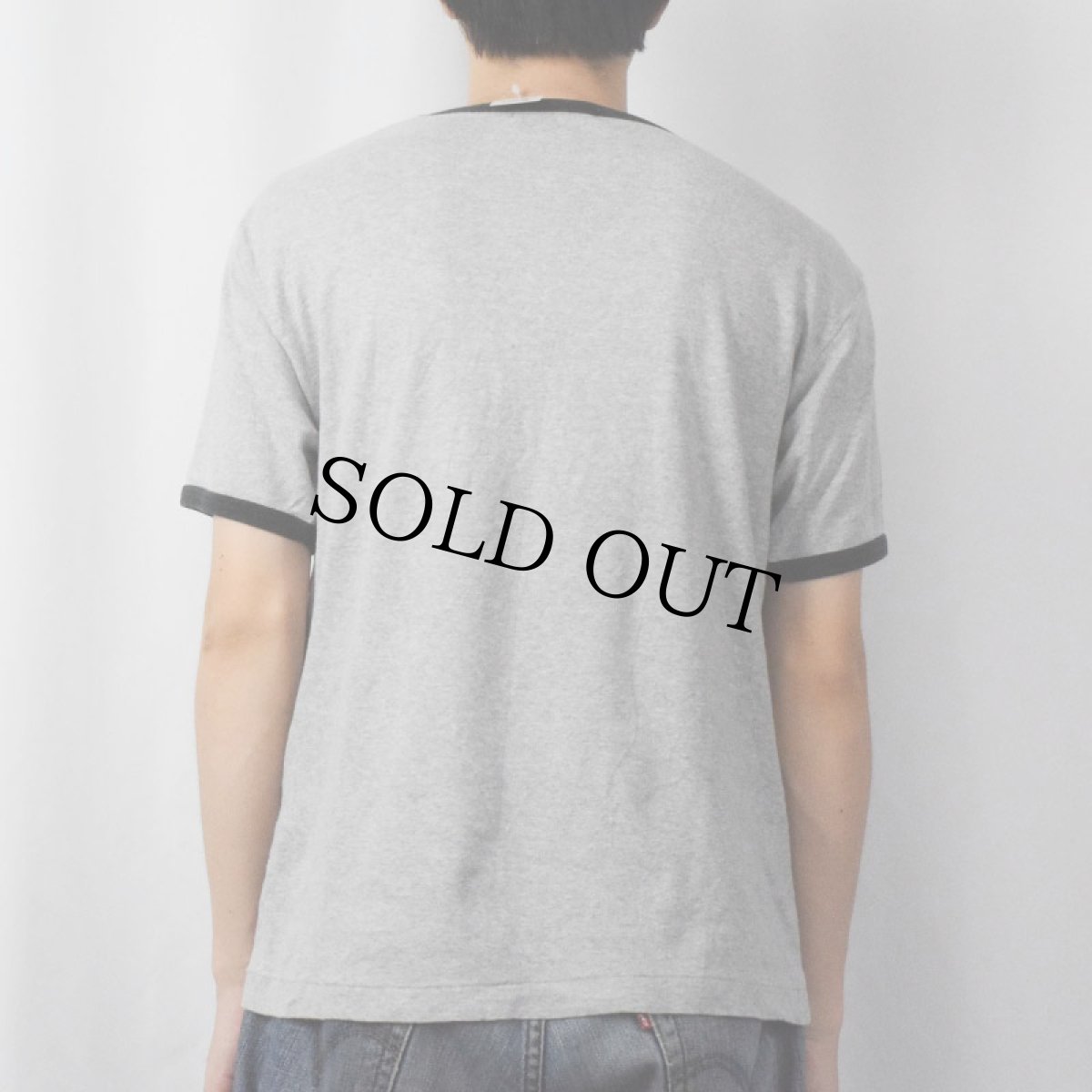 画像3: 90's POLO Ralph Lauren "POLO" ロゴプリントリンガーTシャツ M (3)