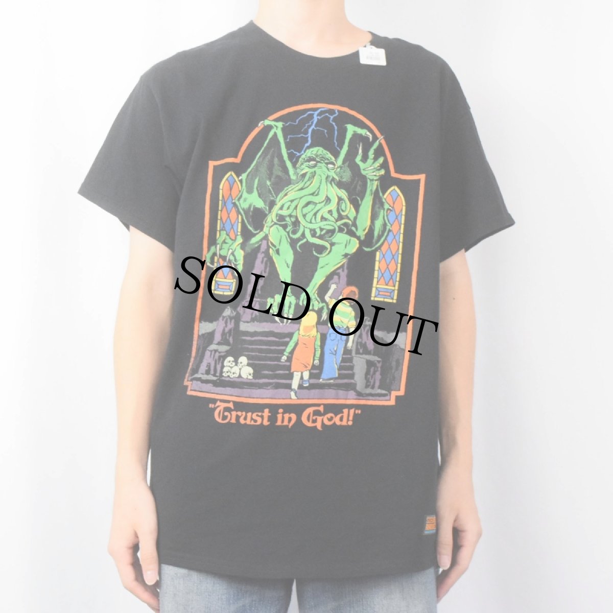 画像2: Steven Rhodes "Trust in God!" イラストプリントTシャツ BLACK L (2)