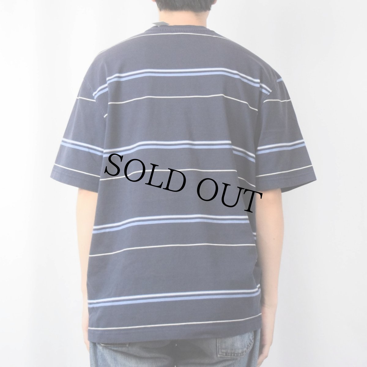 画像3: puritan ボーダー柄 ポケットTシャツ NAVY L (3)