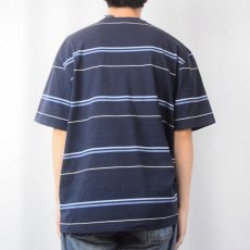 画像3: puritan ボーダー柄 ポケットTシャツ NAVY L (3)