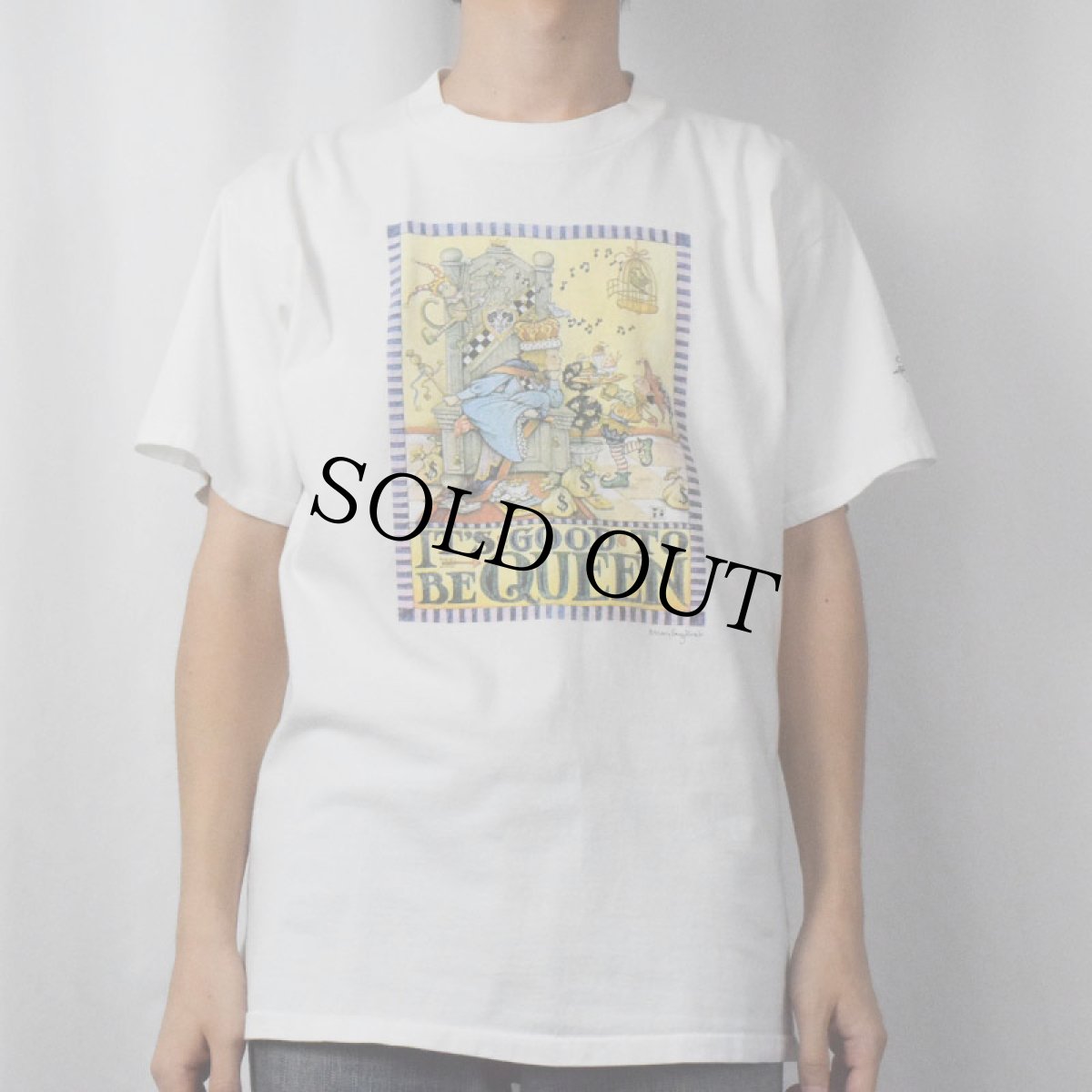 画像2: 90's Mary Engelbreit USA製 "IT'S GOOD TO BE QUEEN" イラストプリントTシャツ L (2)