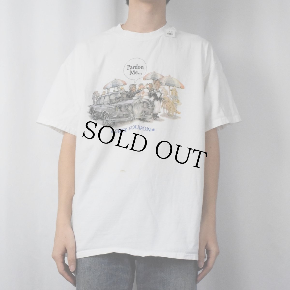 画像2: 90's GREY POUPON "Pardon Me..." マスタードメーカー イラストプリントTシャツ XL (2)