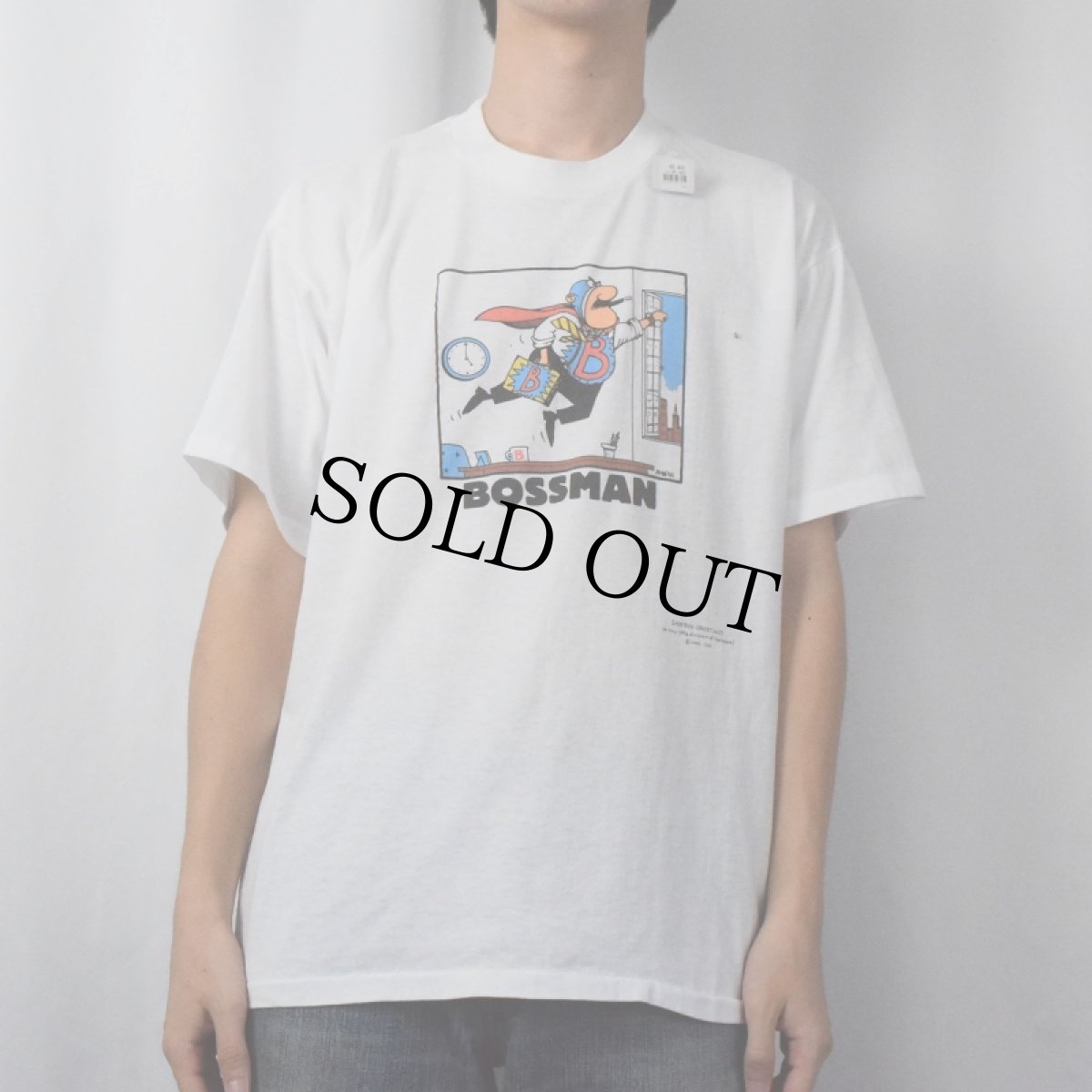 画像2: 80〜90's SHOE BOX USA製 "BOSSMAN" シュールイラストプリントTシャツ XL (2)