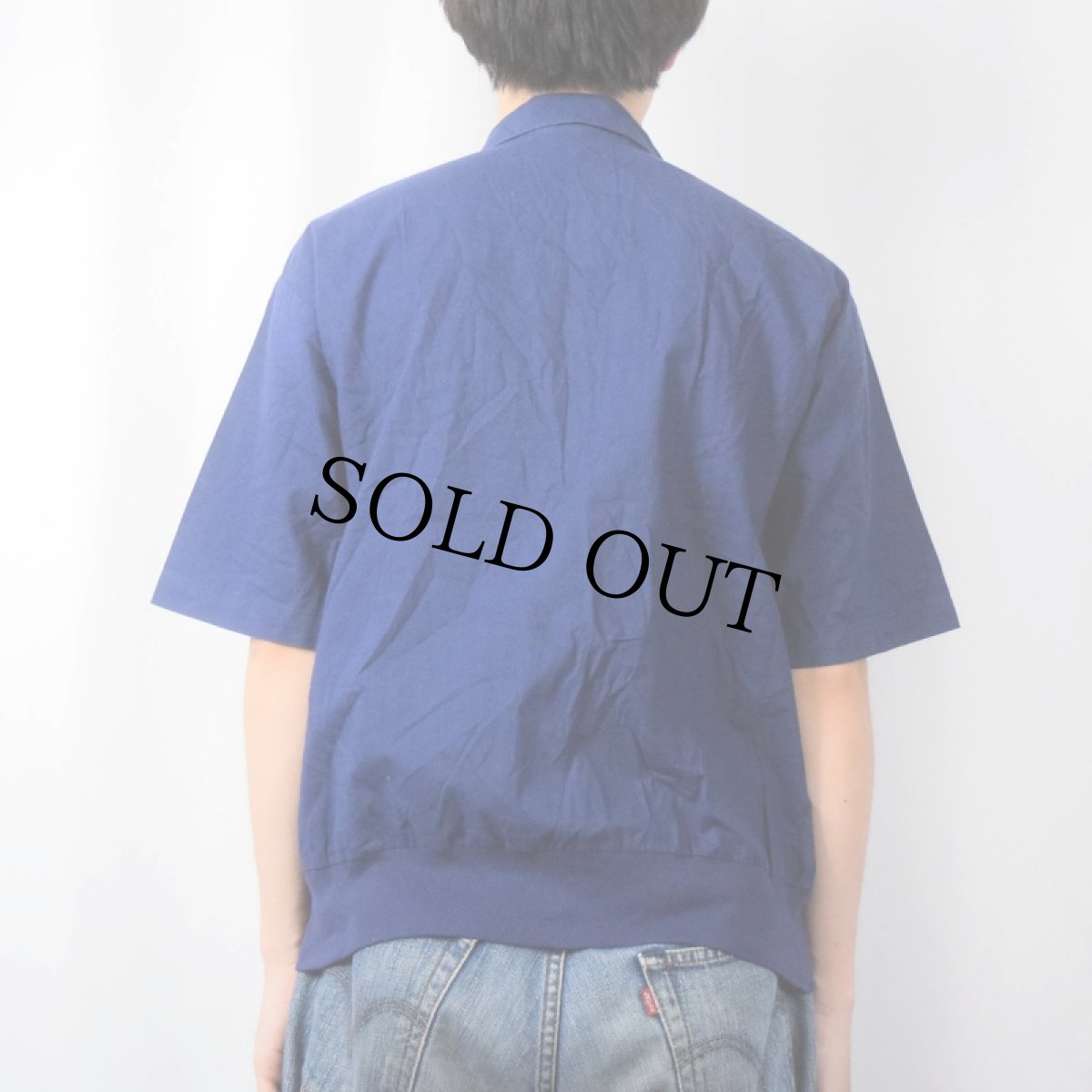 画像3: 80's John Blair USA製 幾何学柄 フルジップ コットンシャツ M (3)