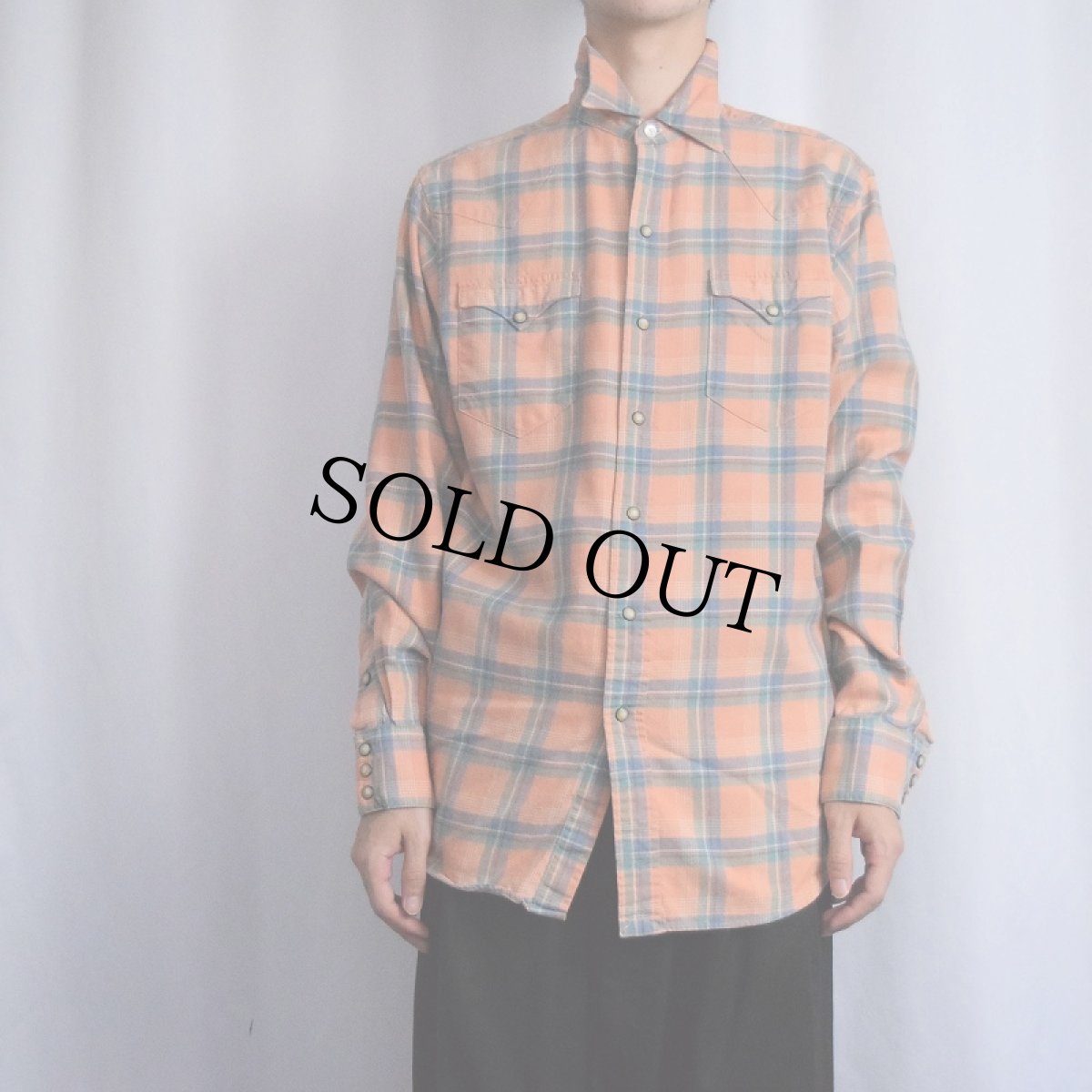 画像2: POLO Ralph Lauren チェック柄 コットンウエスタンシャツ M (2)