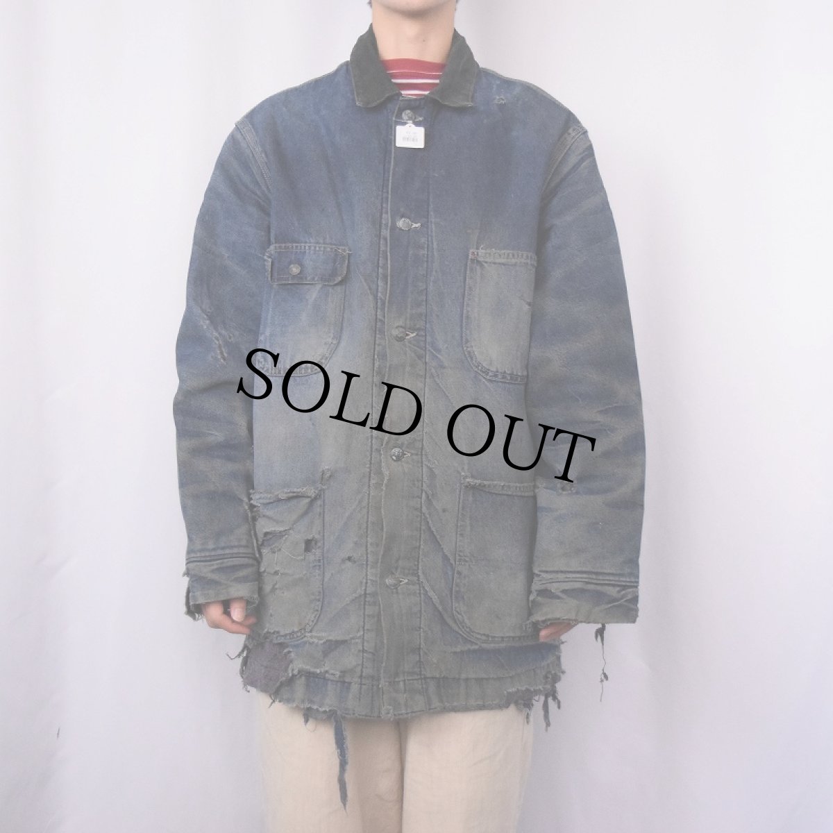 画像2: 70's Sears WORK LEISURE ブランケットライナー デニムカバーオール XL (2)