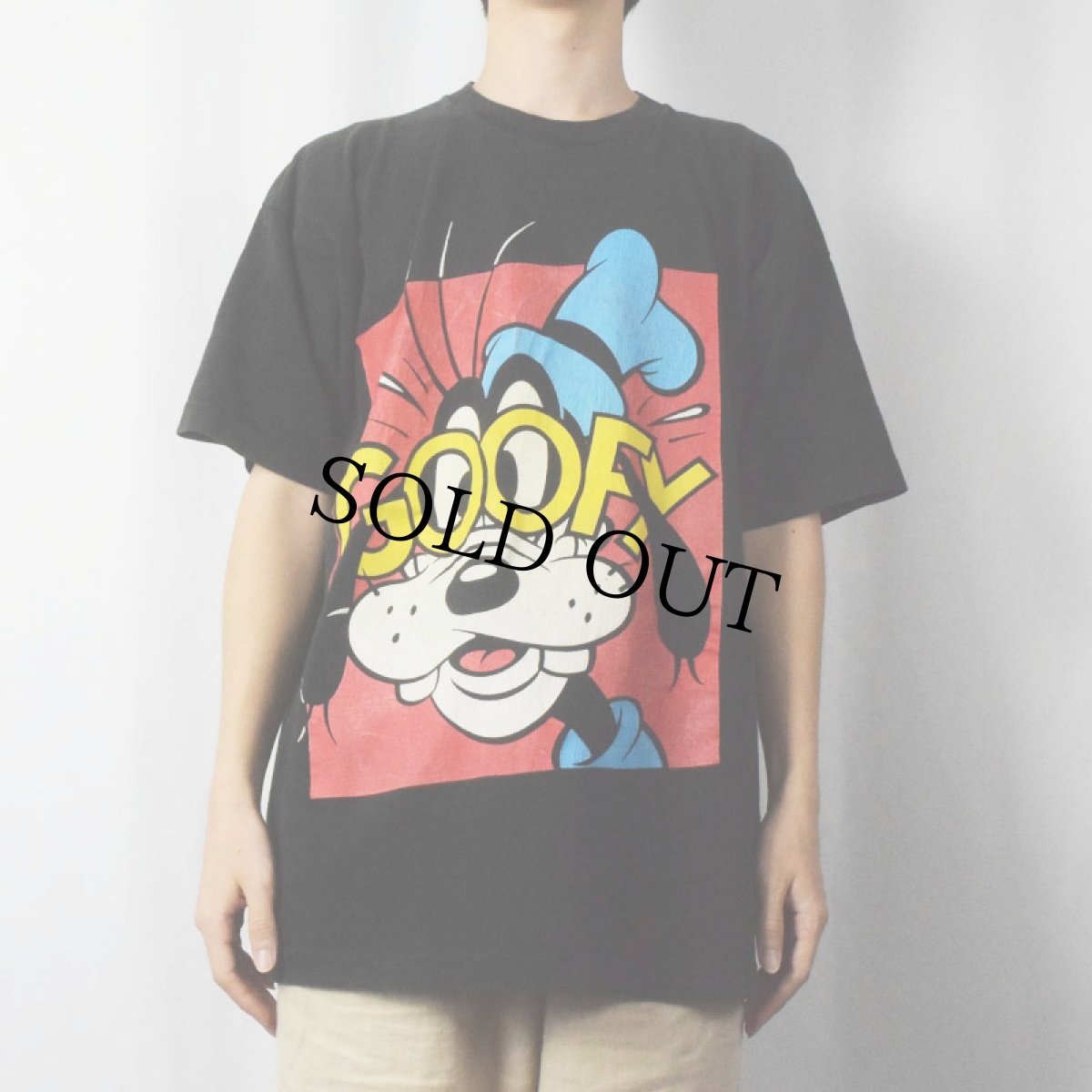 画像2: 90's Disney GOOFY キャラクタープリントTシャツ BLACK ONESIZE (2)