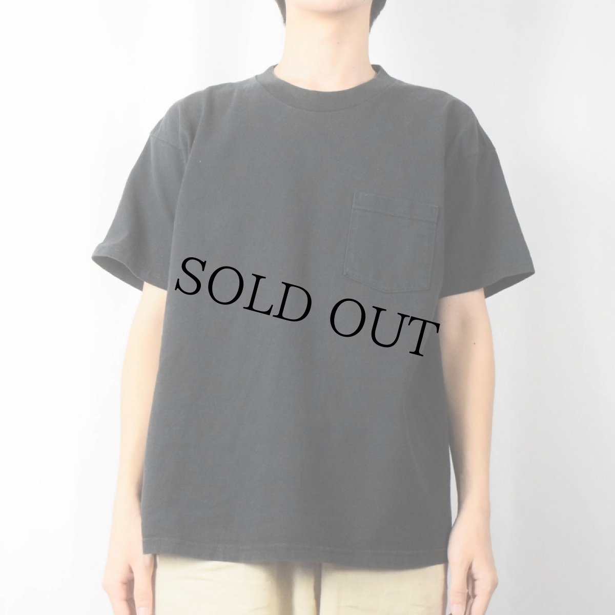 画像2: 90's Lee USA製 無地 ポケットTシャツ BLACK L (2)