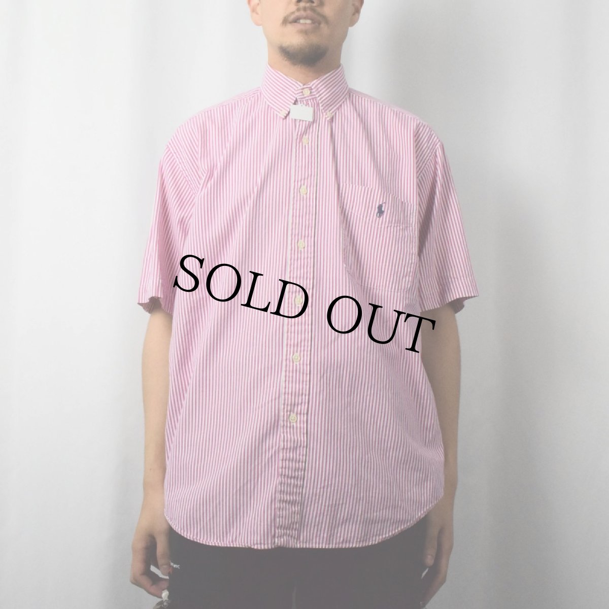 画像2: 【SALE】 Ralph Lauren "BIG SHIRT" ストライプ柄 コットンボタンダウンシャツ M (2)