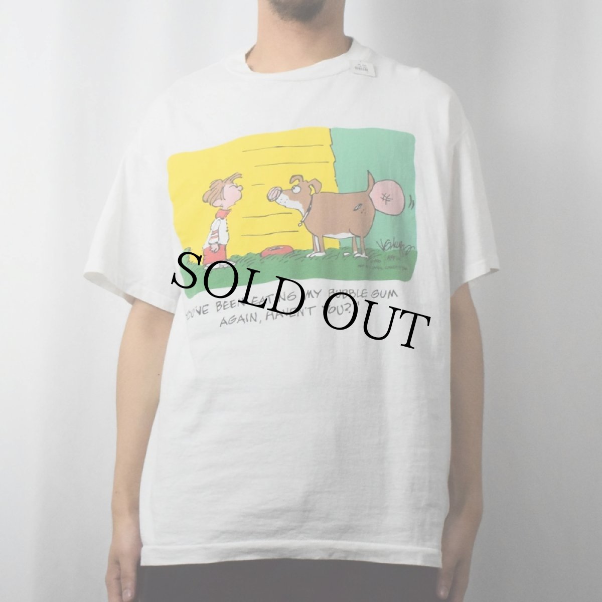 画像2: 90's LAFF Line USA製 シュールイラストTシャツ XL (2)