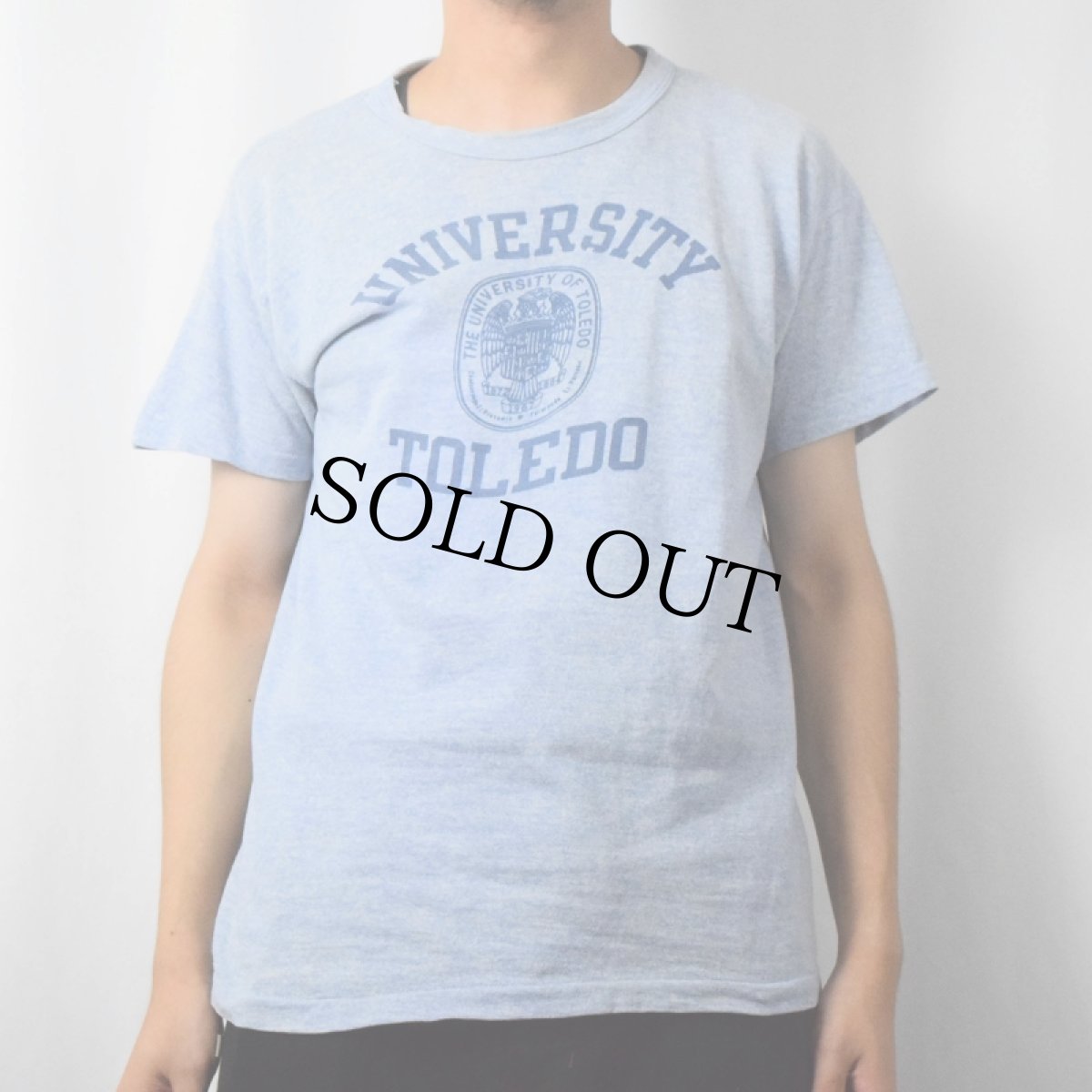 画像2: 70〜80's Champion バータグ USA製 "UNIVERSITY TOLEDO" 染み込みプリントTシャツ L (2)