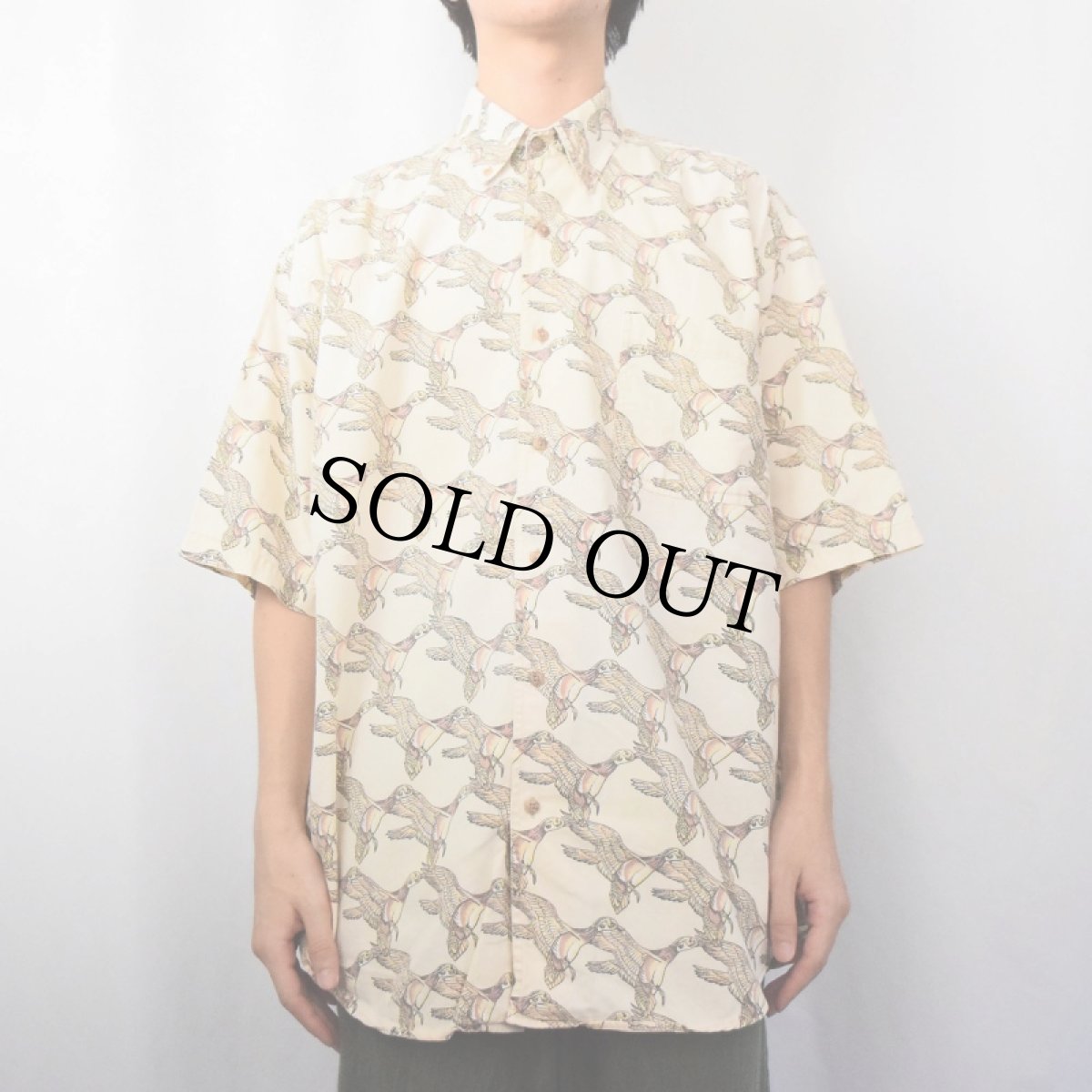 画像2: Ducks Unlimited カモ柄 コットンボタンダウンシャツ L (2)